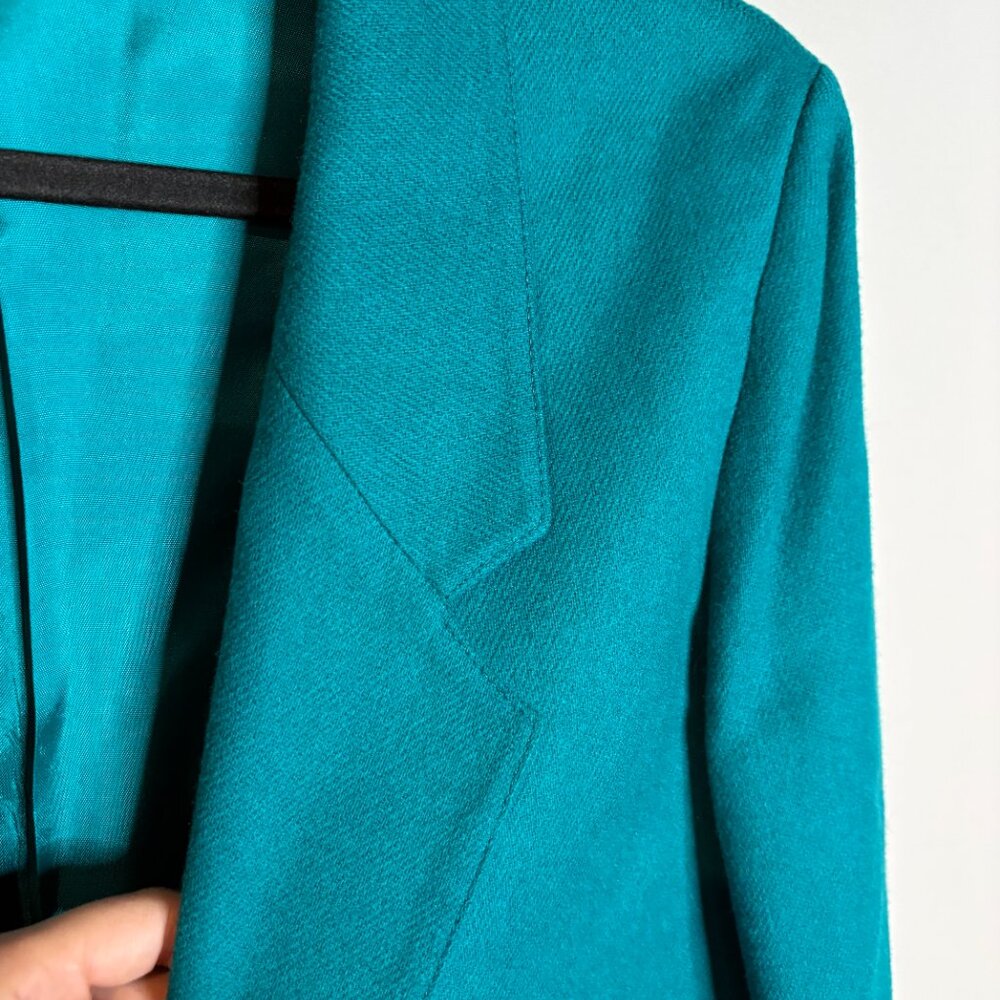 Vintage vtg teal blue wool blazer jacket - Picture 2 of 5